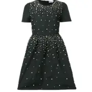 NWT $1,075 Red Valentino Black Faux Pearl Embellished Mini Dress Womens 38 / 2
