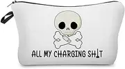 Livel lhood All My Charging Makeup Bag Cute Small Organizer Zipper Pouch Skull Cosmetic Bag Birthday Present for Women Friends, hzj0613, Small