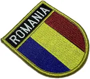 [BR44] BPROEV001 Romania Flag Embroidered Patch Gold Border Uniform Kart Kimono, Hook Fasteners Attach to Tactical Hats and Gears