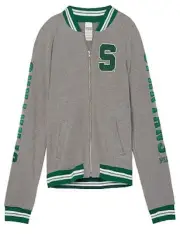 Victorias Secret Pink MICHIGAN STATE VARSITY JACKET Patchwork Super Soft NWT XS
