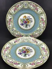 Andrea by Sadek 18th.c Inspired Sevres Collection Pair Blue Serving Plates 10.5"