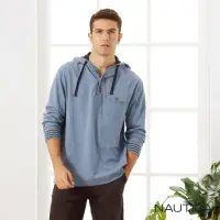 在飛比找momo購物網優惠-【NAUTICA】男裝純綿質感鈕釦長袖帽T(藍色)