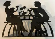 MAINFOR Napkin Holder Black Metal Women Talking at Table