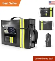 Fireproof & Waterproof Document Bag - Reflective Tape for Night Visibility - ...