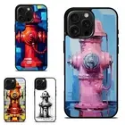 For Samsung A15 A16 S23 S24 S25 Ultra FE Rubber Case Red fire hydrant futuristic