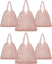 [Aliceset] 6 Pcs Bridesmaid Beach Bags for Women Bridesmaid Proposal Gifts Boho Crochet Beach Bachelorette Bags for Wedding