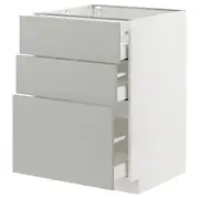 METOD / MAXIMERA base cabinet with 3 drawers, white/Havstorp light grey, 60x60x80 cm