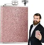 Drinking Hip Flask, Hip Flask 8oz Alcohol Flask with Funnel Glitter Leak-Proof Liquor Flask Portable Drinking Pot for Women & Men