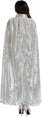 Halloween Costume Cape Sequin 55'' Long Cloak for Witch Vampire Wizard Magici...