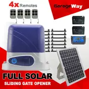 Full Solar DC Kit Automatic Sliding Gate Motor Opener 4/5/6m Gear Rack 4x Remote