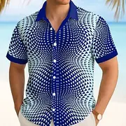 Men's Geometric Dizzy Triangle Shirt Summer Shirt Button Up Shirt Short Sleeve Fashion Casual Outdoor Holiday Summer Spring Turndown 3D Print Collared Shirts B