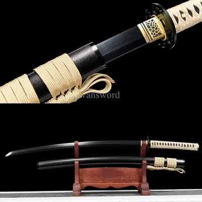 9260 Spring Steel Japanese Katana Samurai Sword Full Tang Sharp Sword Black Real