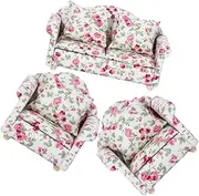 ibasenice 1:12 Scale Miniature Sofa Set for Dollhouse 3pcs Boys and Girls Mini Sofas Pillow Decorative Tiny Couch for Dollhouse