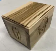 Wood Cremation Homemade Box Hummingbird & Crosses