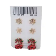 Women's Christmas Earrings Snowflake , Star . Ornament Pierced Earrings NWT