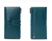 PU Leather Wallet For Women Lady RFID Blocking Fashion Long Bifold Women's Purse With Credit Card Holder Zipper Coin Pocket,Blue