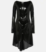 [Courreges] Courrèges Ellipse sequined cutout midi dress AU 14 black