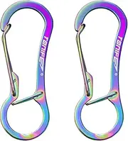 TONIFE Carabiner Clips 2 Pack, Stainless Steel Carabiners Hook for Carabiner Key Rings, Carabiner Small Snap Buckle Spring Backpack Fasteners