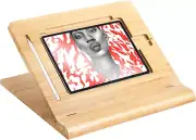 Tablet Desktop Stand Height Adjustable,Foldable Bamboo Drawing Ipad Holder,Multi
