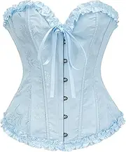 Vrapo Women's Bustier Corset Top for Women Full Breast Corset Lace-Up Corset Waist Shaper Lingerie
