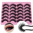 Lashes Fluffy Russian Strip Mink Lashes 18Mm D Curl 12 Pairs Wispy Fake Eyelashe