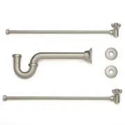 BathroomTrim Kit-extra long p-trap-threaded pipe from wall brushednickel
