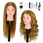 Mannequin Head with 100% Human Hair, Doll Head for Hair Styling, Manikin Head