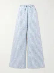 [AZ FACTORY] AZ FACTORY - + Lutz Huelle Candra Sequined Striped Cotton-voile Wide-leg Pants - White - FR 34 FR 34 White