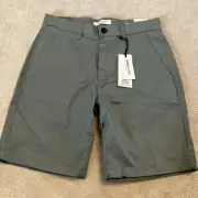 Mens Kenneth Cole Green Chino Slim Fit Shorts 30 New Tags Techno-Cole