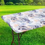 2 Pack 6FT Waterproof Rectangle Picnic Table Cover Elastic Fitted Outdoor Tablecloths Printed Rectangular Vinyl Table Cloth for Dining, Camping, Picnic Party, Indoor & Outdoor 72"x30", 09