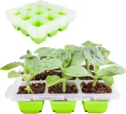 Reusable Seed Starter Tray, 4 Pack with Drain Holes, 9 Flexible Pop-Out Cells