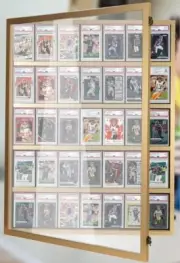 Graded Trading Card Display Case Golden 35+ Sport Baseball Glass Wood Wall Frame