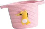 CONGARTENO Cotton Rope Storage Basket for Home Accessories Multifunctional Organizer for Books and Essentials Pink Design with Yellow for Playrooms and Nurseries