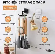 Rotating Kitchen shelf 6 Hook Utensil Organizer Wall Hook Hanging Rack...