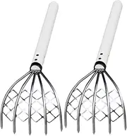 Sand Flea Rake For Beach, 2Pcs Sand Flea Rake, Stainless Steel Beach with Mesh Net & Handle, for Shells Oysters and Seafood Digging