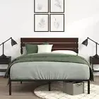 Zinus Queen Bed Frame, Figari Bamboo and Metal Industrial Bed Frame, Solid Wood,