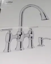 KOHLER Kitchen Faucet Oresund Bridge Chrome 2-handle Pull-down Sprayer Soap Disp
