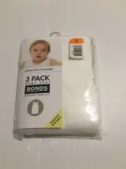 Bonds Baby Vest Singlets Size 00 White 3 Pack Brand New