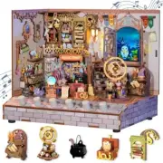 DIY Miniature House Kit, Wooden Dollhouse Kit with White Noise,Tiny Magic Shop
