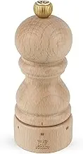 Paris u'Select 12 cm Salt Mill + Rock Salt Included - 6 Predefined Grind Settings - Made with PEFC Certified Wood - Made in France - Natural Colour