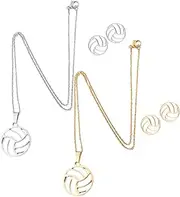 [VALICLUD] Stainless Steel Volleyball Pendant Necklace Costume Necklace Dangle Earrings for Necklace for Men