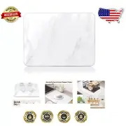 Eco-Friendly Diatomaceous Earth Dish Drying Mat in White Marble Design