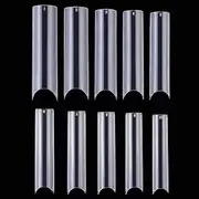 YIMART Long C Curved False Nail Tips - C Curved Nail Tips - Long C Curve False Nails - 500pcs XL C Curve Fake Nails Premium Square French Acrylic Nail Tips For Nails Salon (Clear)