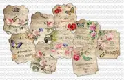 Vintage Image Shabby Grunge Paris Romantic Perfume Labels Waterside Decal LAB426