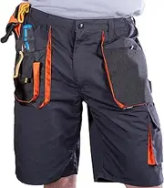[BWOLF] Atlas Men's Work Shorts Classic Reinforced with 600D Polyester Multifunctional Pockets Grey/Orange