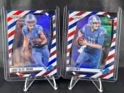 2024 Prizm Detroit Lions Jared Goff & Amon-Ra St. Brown Red/White/Blue LOT 2