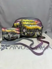 Anuschka Leather Twin-Top & Wallet Bundle Evening in Venice 7497-EVN & 2022-EVN