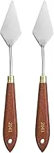 2pcs Palette Knife Painting Tool 2.76" x 1.18" Stainless Steel Teardrop Blade 8.66" Length Spatula Painting Pallet Knives with Hole Beech Wood Handle for Acrylic Canvas, Red/Silver