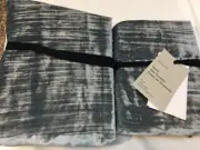 West Elm Two (2) Lush Crinkle Velvet King Shams Ocean Blue New