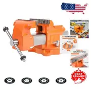 Durable 5-Inch Swivel Bench Vise with Dual Locking and Replaceable Jaws